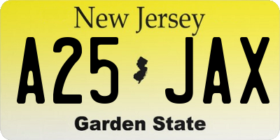 NJ license plate A25JAX