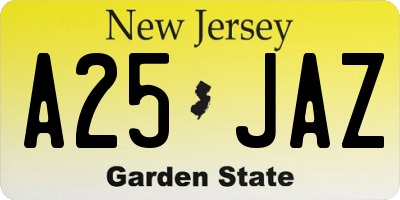 NJ license plate A25JAZ