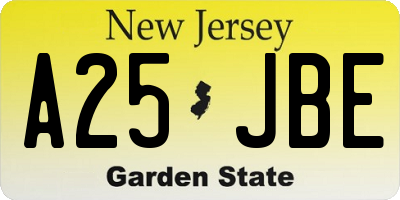 NJ license plate A25JBE