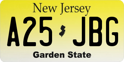 NJ license plate A25JBG