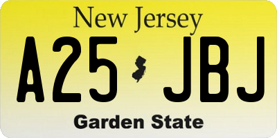 NJ license plate A25JBJ