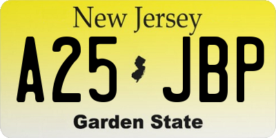 NJ license plate A25JBP
