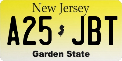 NJ license plate A25JBT