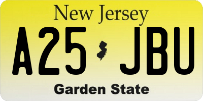 NJ license plate A25JBU