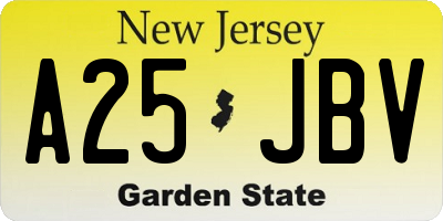 NJ license plate A25JBV