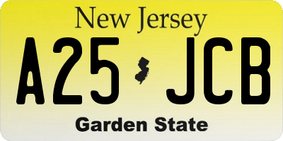 NJ license plate A25JCB