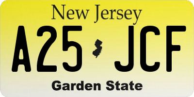 NJ license plate A25JCF