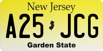 NJ license plate A25JCG