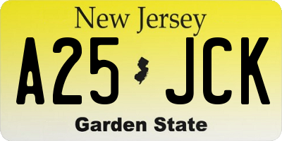 NJ license plate A25JCK