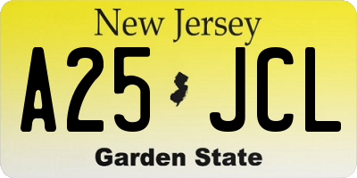 NJ license plate A25JCL