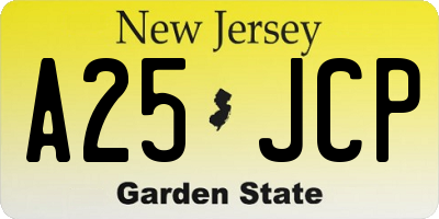 NJ license plate A25JCP