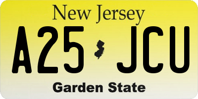 NJ license plate A25JCU