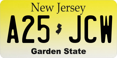 NJ license plate A25JCW
