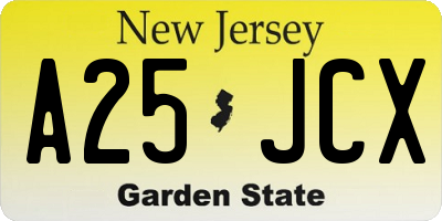 NJ license plate A25JCX