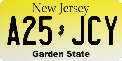 NJ license plate A25JCY