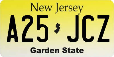 NJ license plate A25JCZ