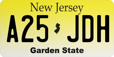 NJ license plate A25JDH