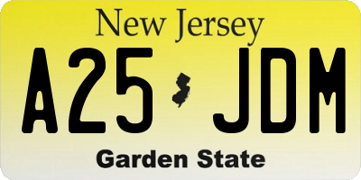NJ license plate A25JDM