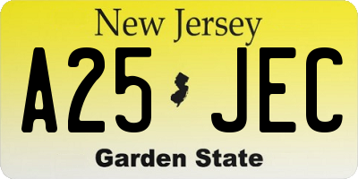 NJ license plate A25JEC