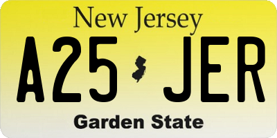 NJ license plate A25JER