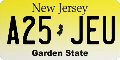 NJ license plate A25JEU