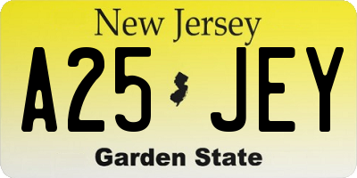 NJ license plate A25JEY