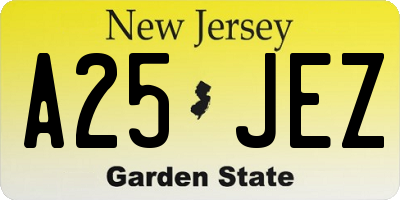 NJ license plate A25JEZ