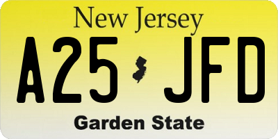 NJ license plate A25JFD