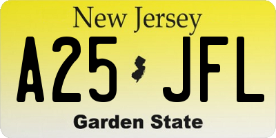 NJ license plate A25JFL