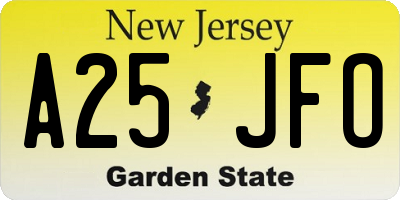 NJ license plate A25JFO