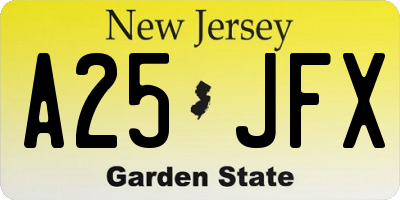 NJ license plate A25JFX
