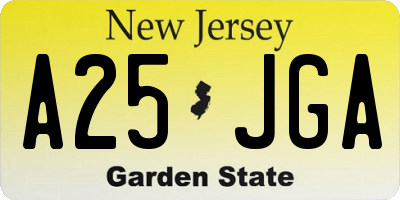 NJ license plate A25JGA