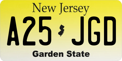 NJ license plate A25JGD