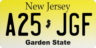 NJ license plate A25JGF