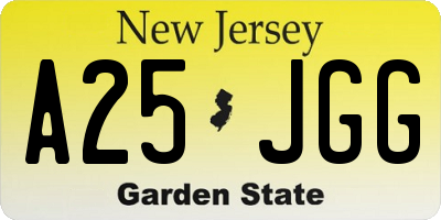 NJ license plate A25JGG
