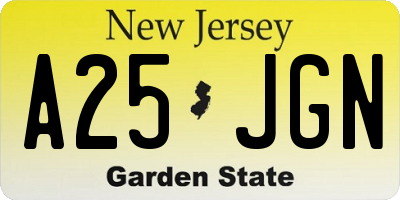 NJ license plate A25JGN