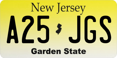 NJ license plate A25JGS
