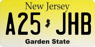 NJ license plate A25JHB