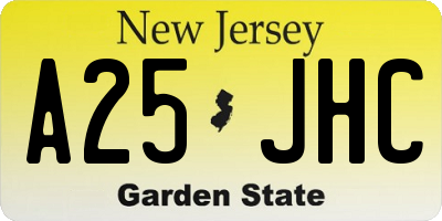 NJ license plate A25JHC