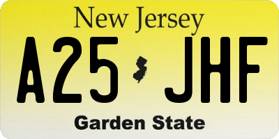 NJ license plate A25JHF