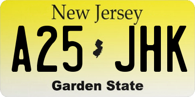 NJ license plate A25JHK