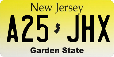 NJ license plate A25JHX