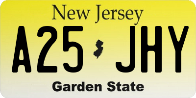 NJ license plate A25JHY