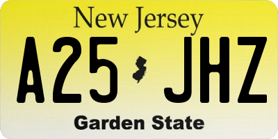NJ license plate A25JHZ
