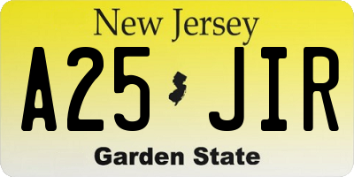 NJ license plate A25JIR