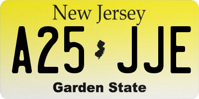 NJ license plate A25JJE