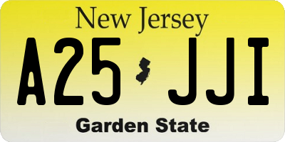 NJ license plate A25JJI