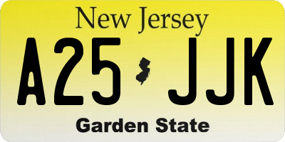 NJ license plate A25JJK