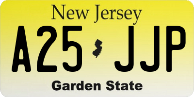 NJ license plate A25JJP