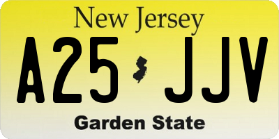 NJ license plate A25JJV